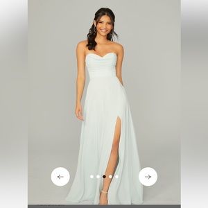 Morilee Draped Sweetheart Chiffon Bridesmaid Dress 21766 Size 4 Color Sea Glass